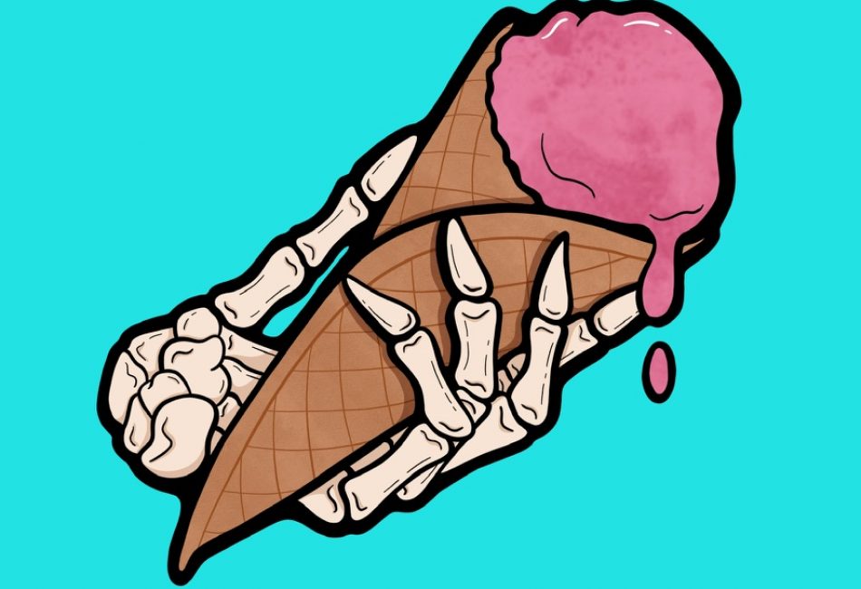 Ice Cream Cone With Skeleton Hand