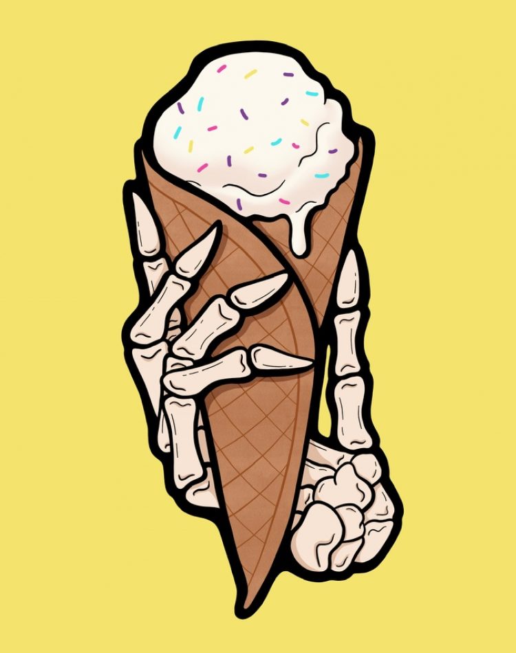 Ice Cream Cone With Skeleton Hand