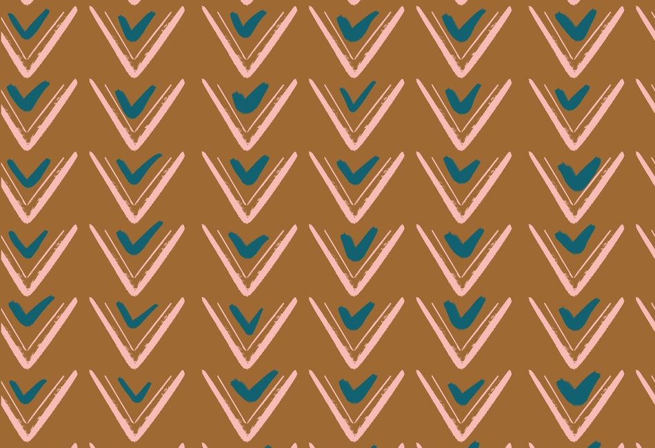 Chevron Pattern In Brown, Pink, and Teal