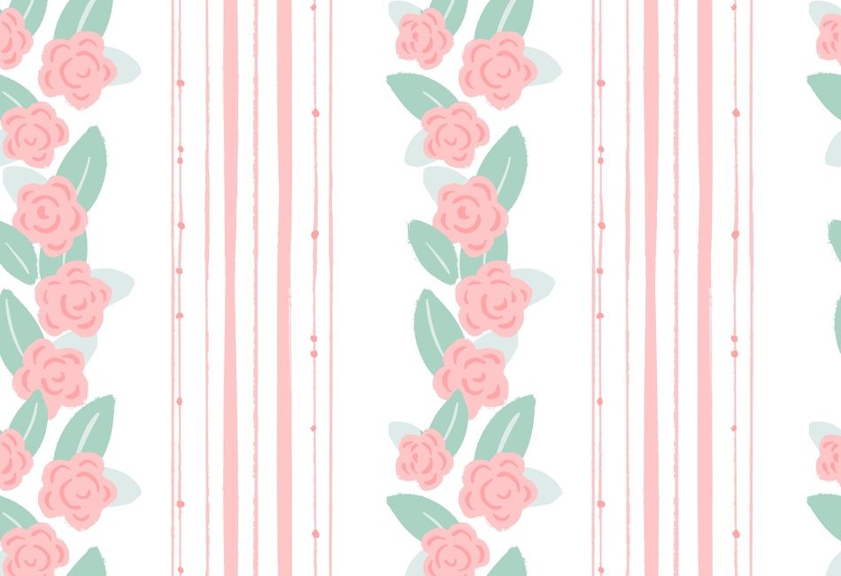 Flower Stripes Pink Nursery Pattern