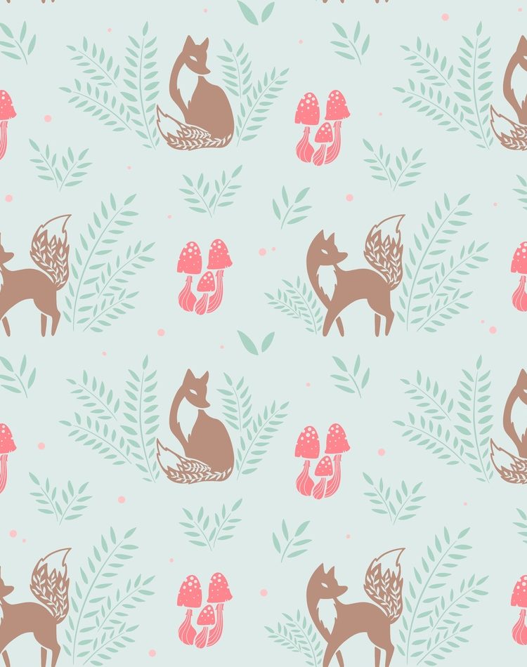 Fox And Mushroom Nursery Pattern