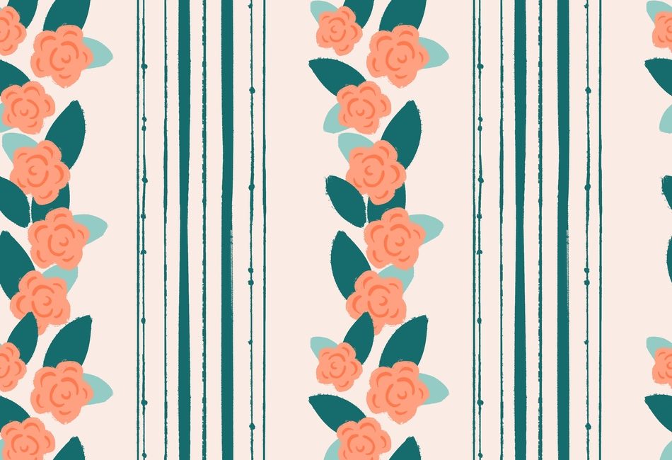 Peach Flower Stripes