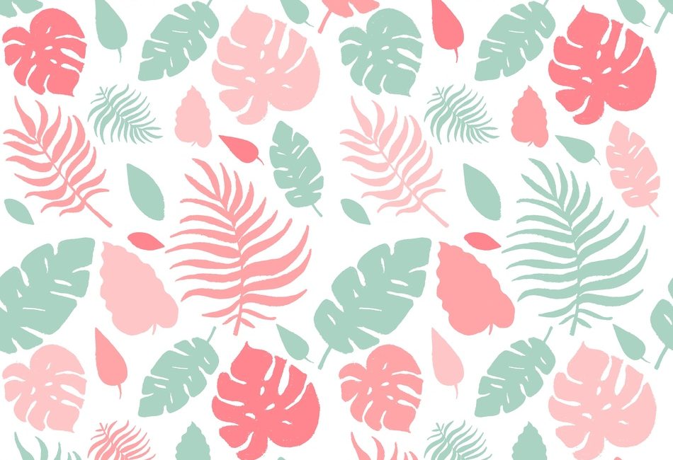Mint And Pink Leaves Pattern