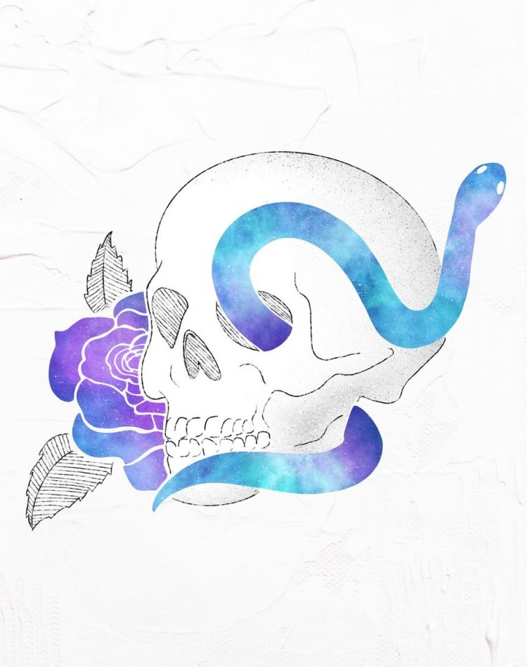 Skull With Snake